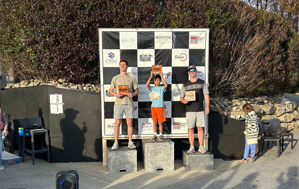 Three winners of the Pedals and Pints Bike Race